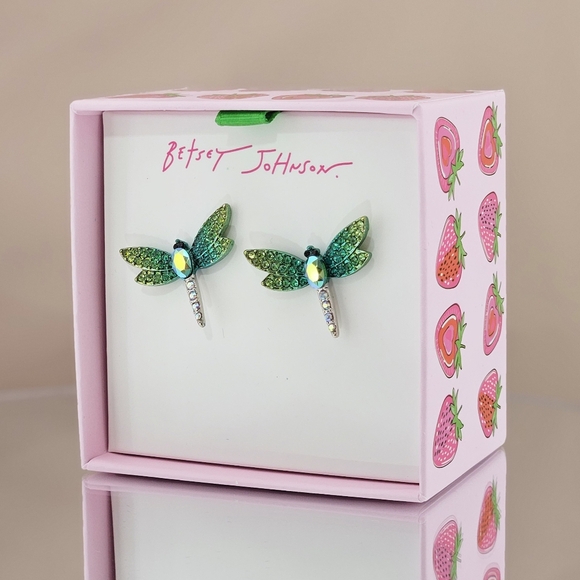 Betsey Johnson Garden Glam Dragonfly Earrings Vacation Summer Spring Gift - Picture 3 of 3